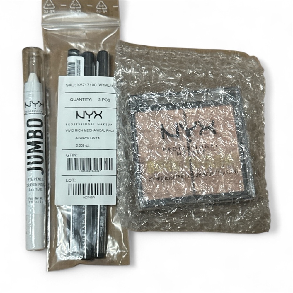 NYX Bundle Milk Crayon, Always Onyx Eyeliner, Born to Glow Highlight Palette
